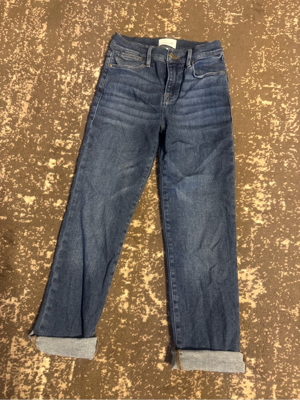 Frame Denim Classic Women's Dark Blue Straight-Leg Jeans